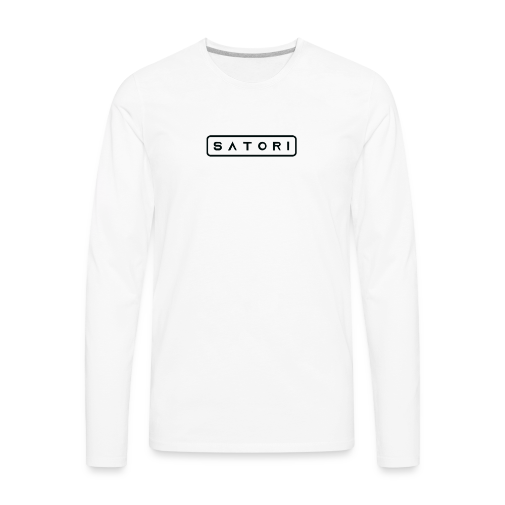 Men's Premium Long Sleeve T-Shirt Logo on Back, Print on front - white