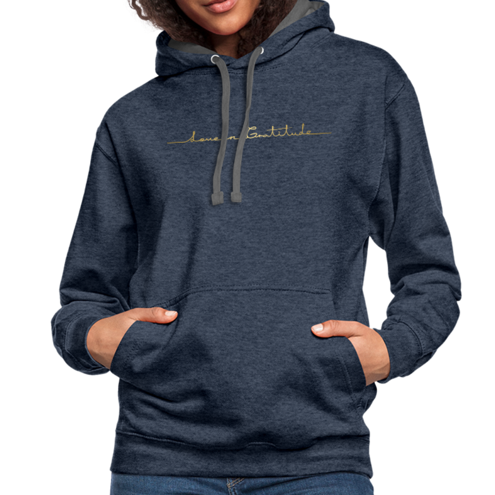 Contrast Hoodie Logo Back Custom Print Front - indigo heather/asphalt