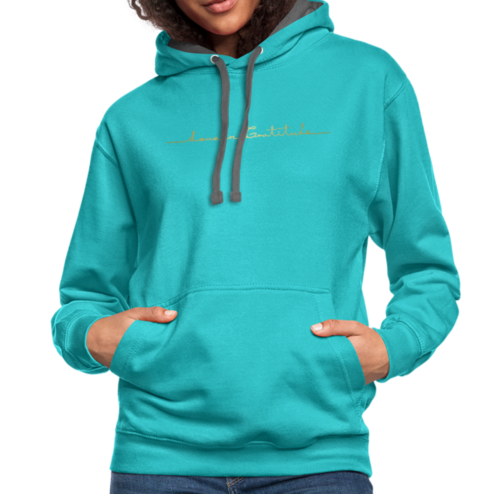 Contrast Hoodie Logo Back Custom Print Front - scuba blue/asphalt