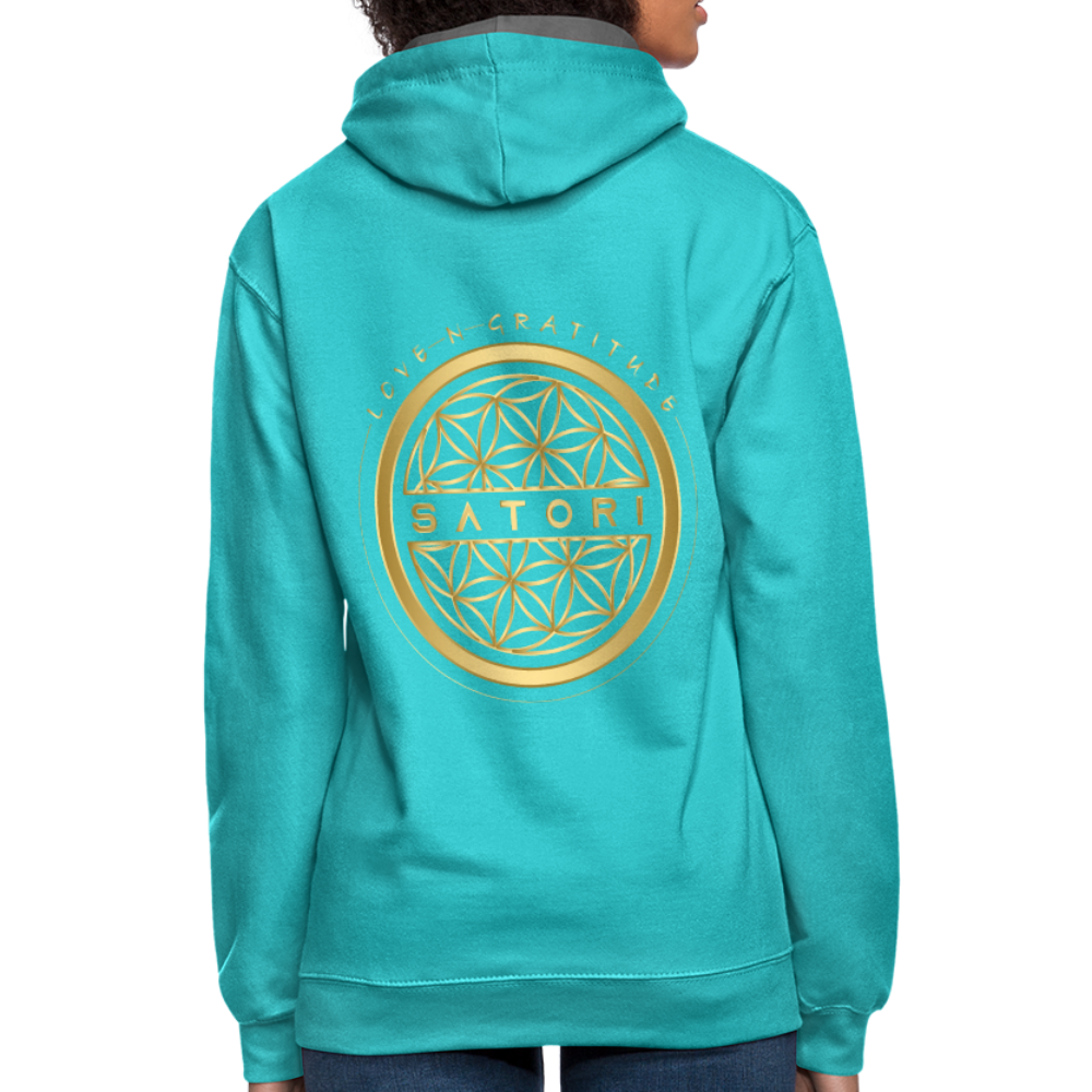 Contrast Hoodie Logo Back Custom Print Front - scuba blue/asphalt