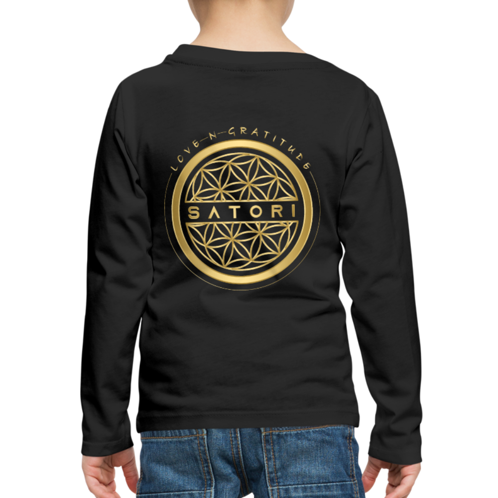 Kids' Premium Long Sleeve T-Shirt Logo Front & Back - black