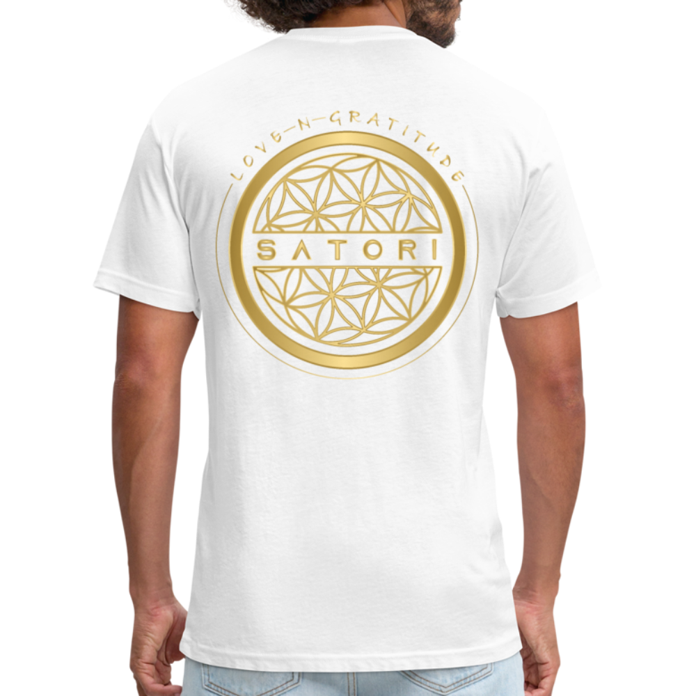 Fitted Cotton/Poly T-Shirt by Next Level Logo Front & Back - white