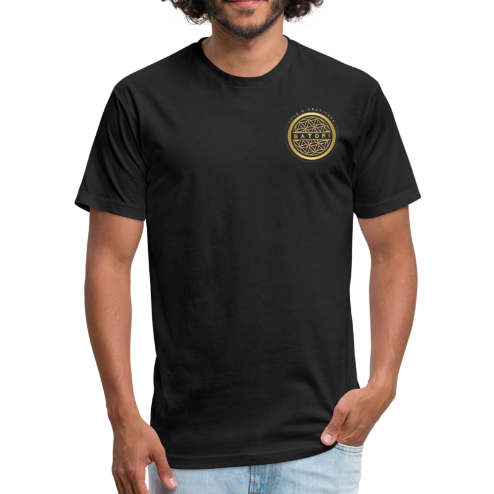 Fitted Cotton/Poly T-Shirt by Next Level Logo Front & Back - black