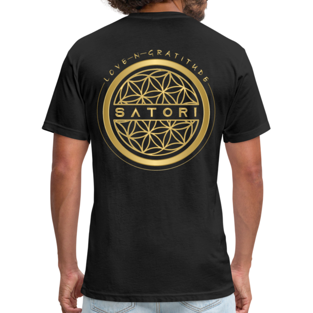 Fitted Cotton/Poly T-Shirt by Next Level Logo Front & Back - black