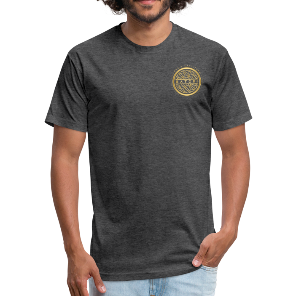 Fitted Cotton/Poly T-Shirt by Next Level Logo Front & Back - heather black