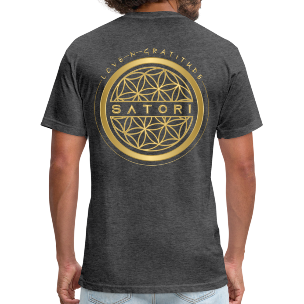 Fitted Cotton/Poly T-Shirt by Next Level Logo Front & Back - heather black