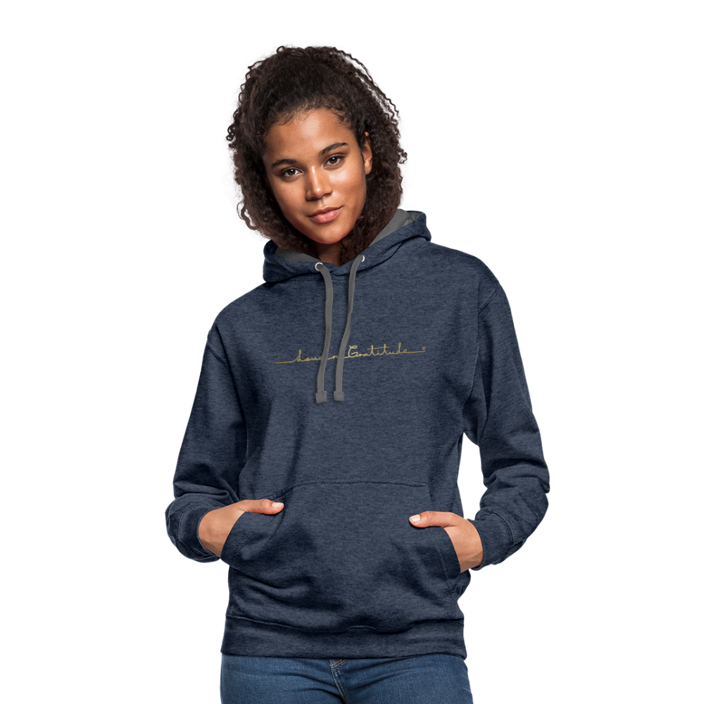 Contrast Hoodie Logo Back Custom Print Front - indigo heather/asphalt