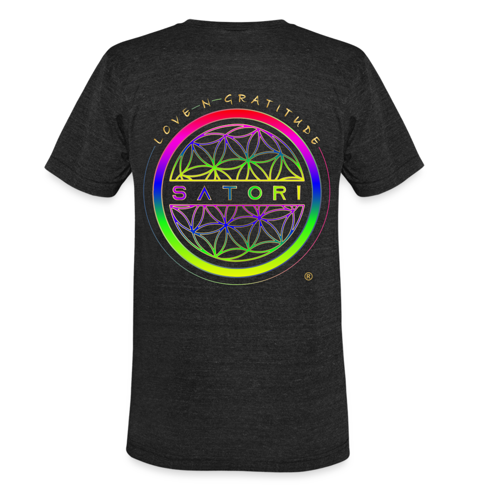 Unisex Tri-Blend T-Shirt Logo Front & Back - heather black