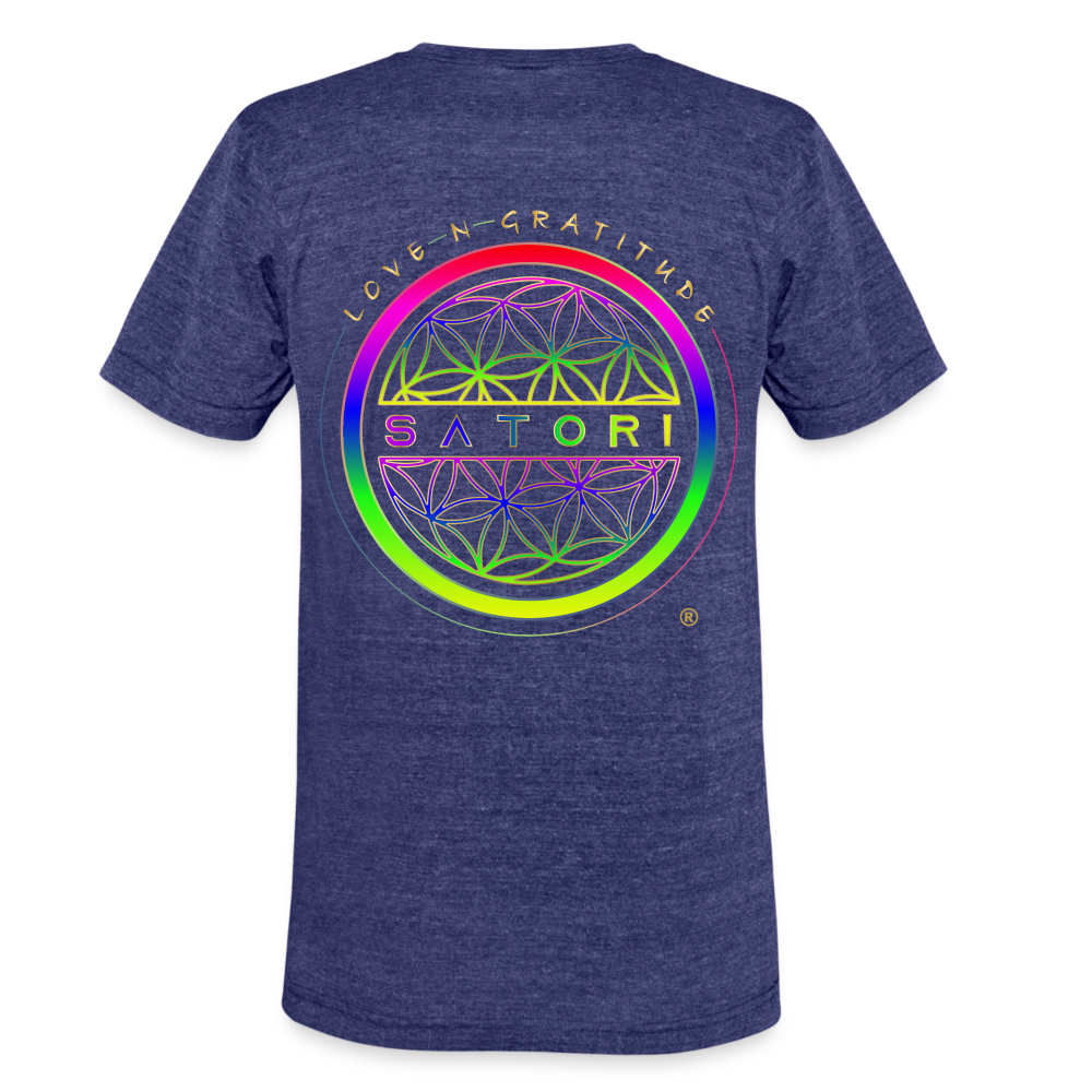 Unisex Tri-Blend T-Shirt Logo Front & Back - heather indigo
