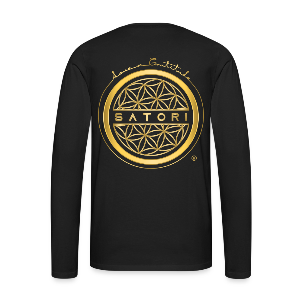 Men's Premium Long Sleeve T-Shirt Logo on Front & Back - black