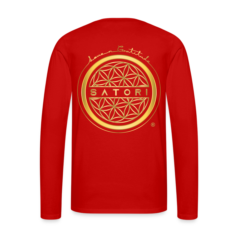 Men's Premium Long Sleeve T-Shirt Logo on Front & Back - red
