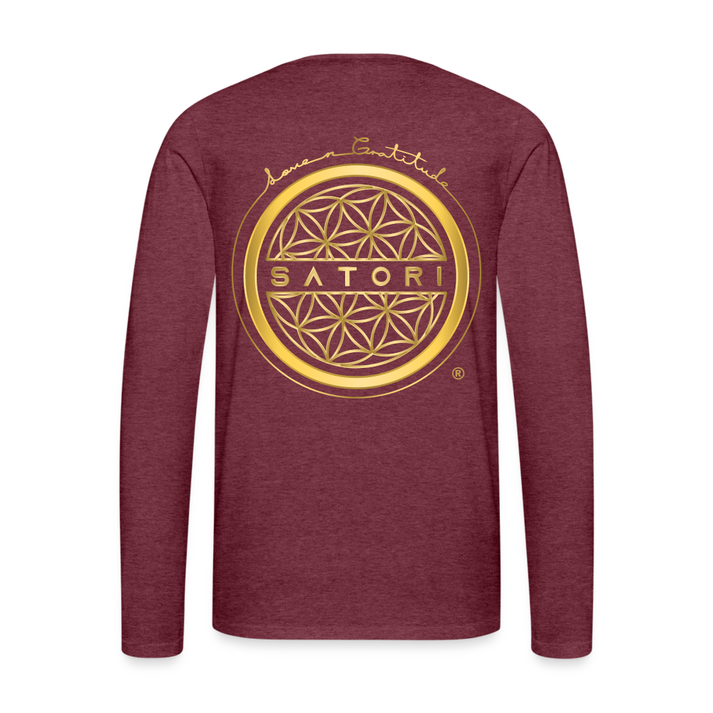 Men's Premium Long Sleeve T-Shirt Logo on Front & Back - heather burgundy