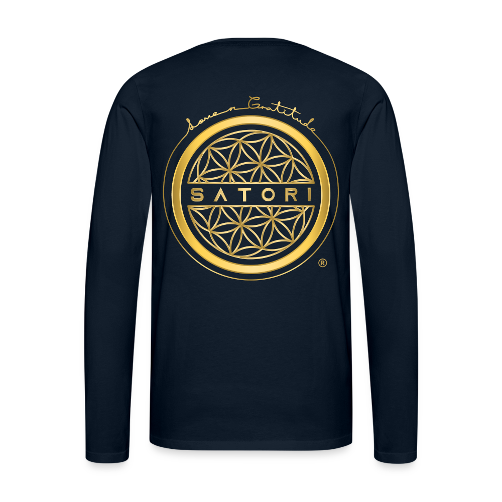 Men's Premium Long Sleeve T-Shirt Logo on Front & Back - deep navy