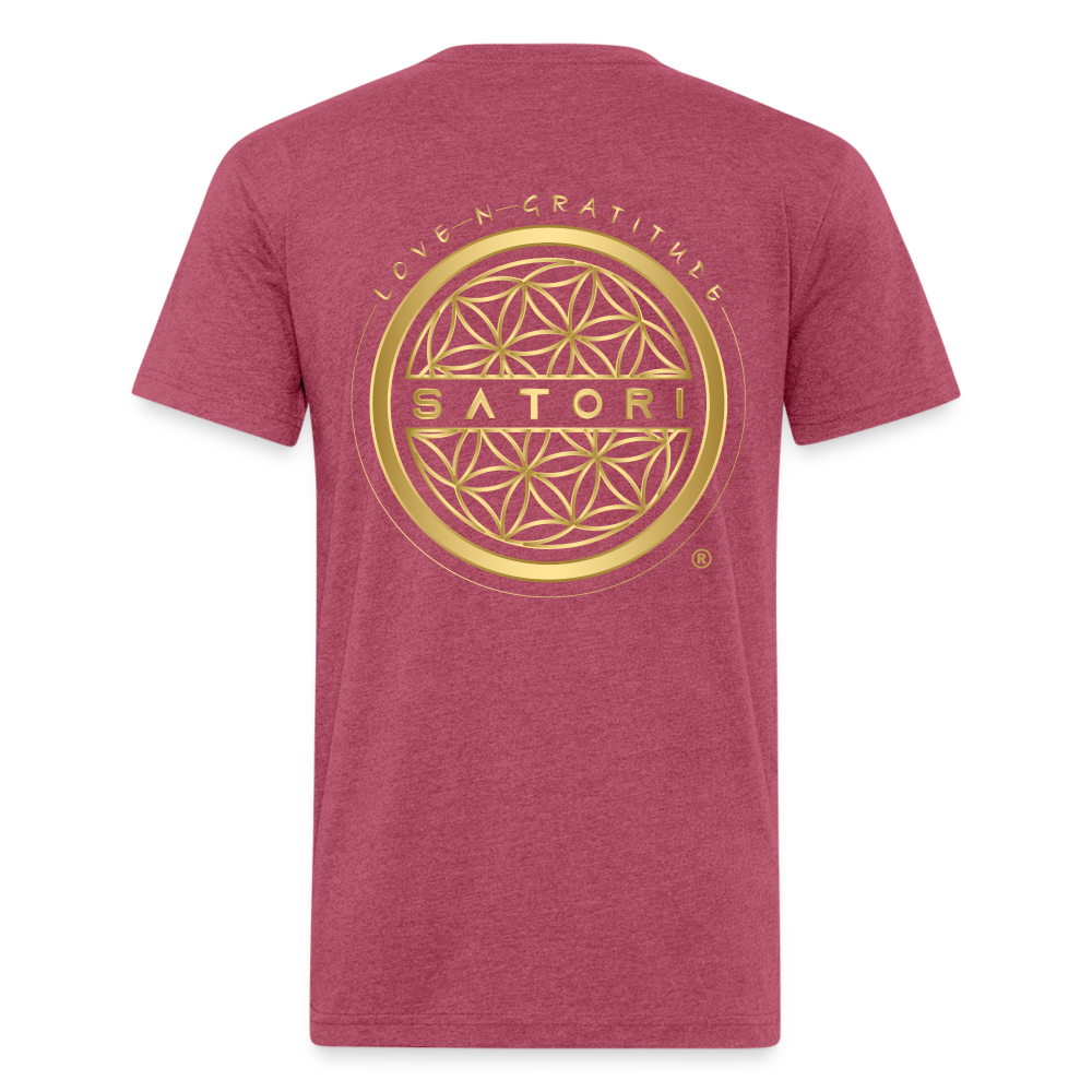 Fitted Cotton/Poly T-Shirt by Next Level Gold Logo - heather burgundy