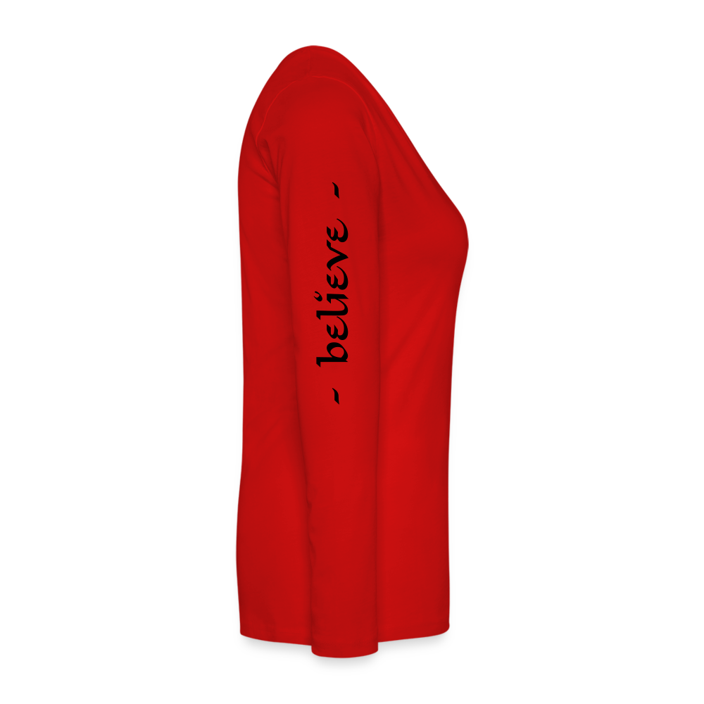 Women's Premium Long Sleeve T-Shirt Logo, Positive Sleeves - red