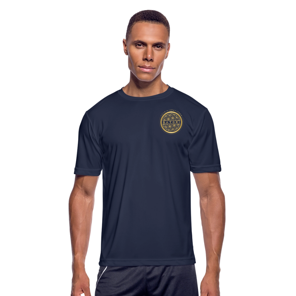 Men’s Moisture Wicking Performance T-Shirt Logo on Back - navy