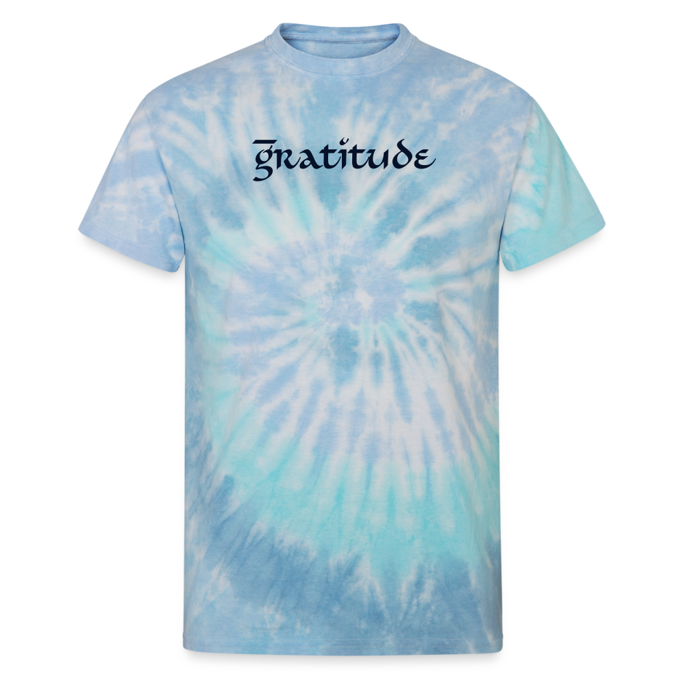 Unisex Tie Dye T-Shirt Gratitude - blue lagoon