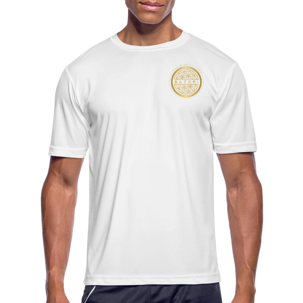 Men’s Moisture Wicking Performance T-Shirt Logo on Back - white