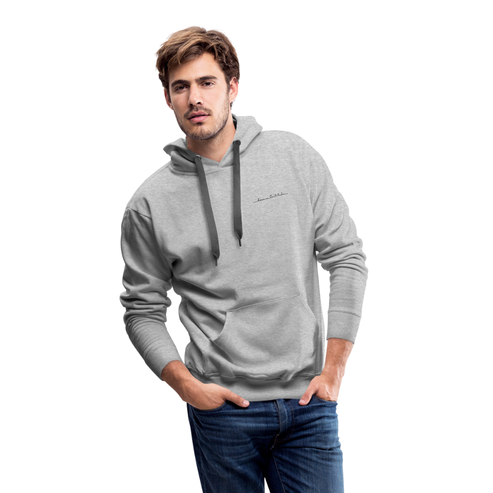 Men’s Premium Hoodie Small Tattoo font on front Tattoo logo on Back - heather grey
