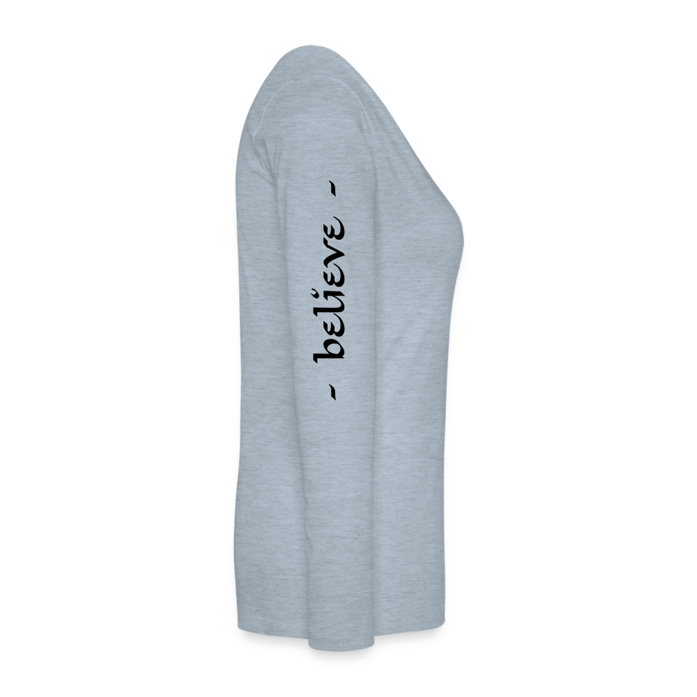 Women's Premium Long Sleeve T-Shirt Logo, Positive Sleeves - heather ice blue