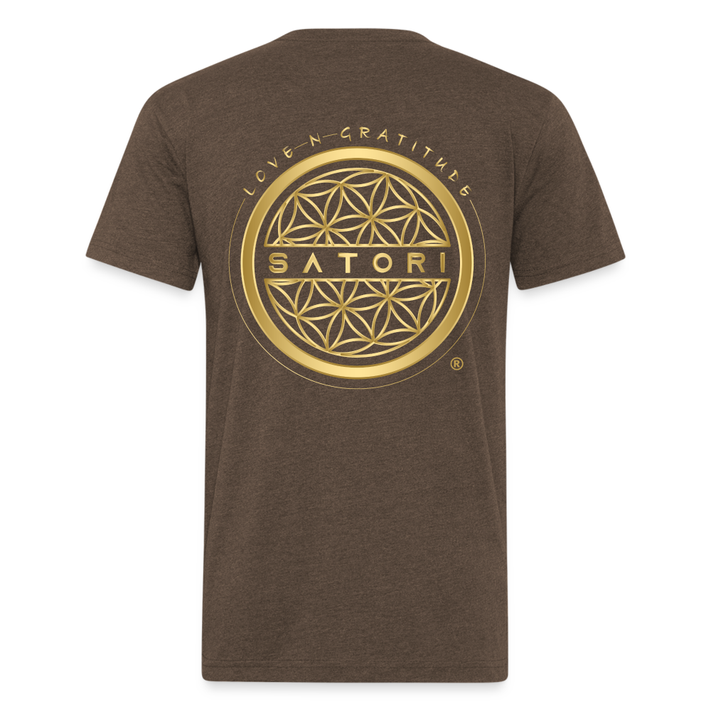 Fitted Cotton/Poly T-Shirt by Next Level Gold Logo - heather espresso