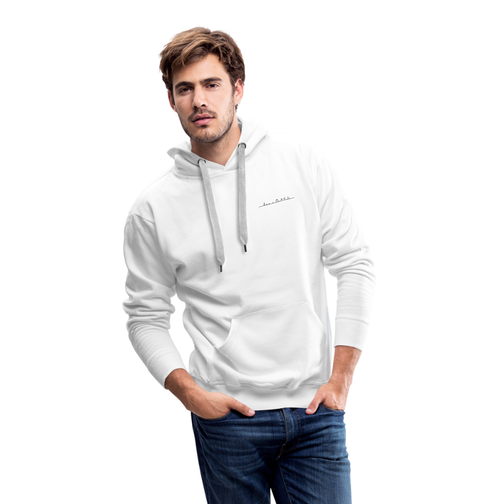 Men’s Premium Hoodie Small Tattoo font on front Tattoo logo on Back - white