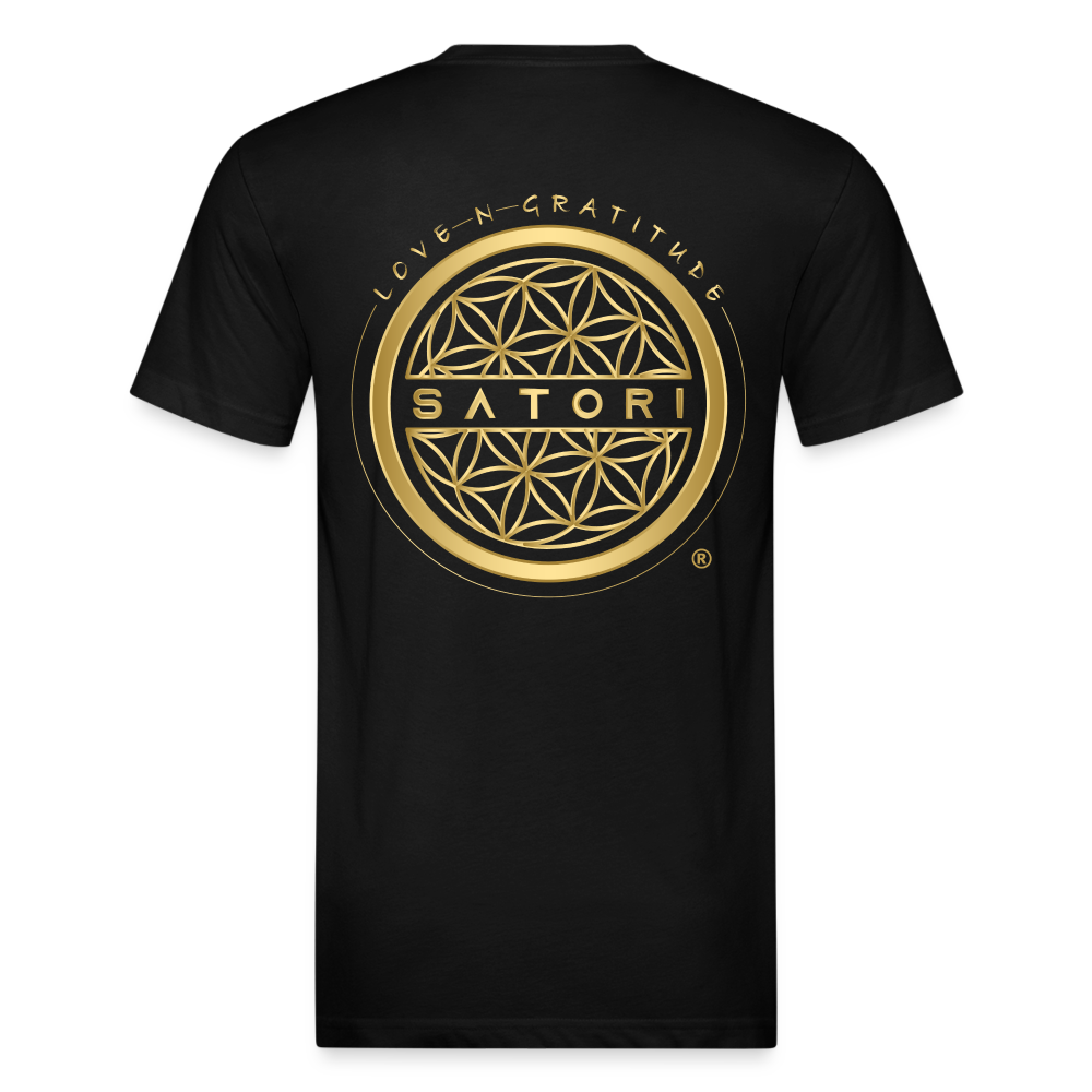 Fitted Cotton/Poly T-Shirt by Next Level Gold Logo - black