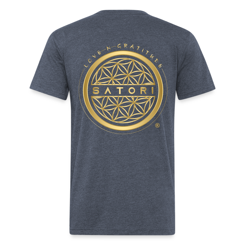 Fitted Cotton/Poly T-Shirt by Next Level Gold Logo - heather navy