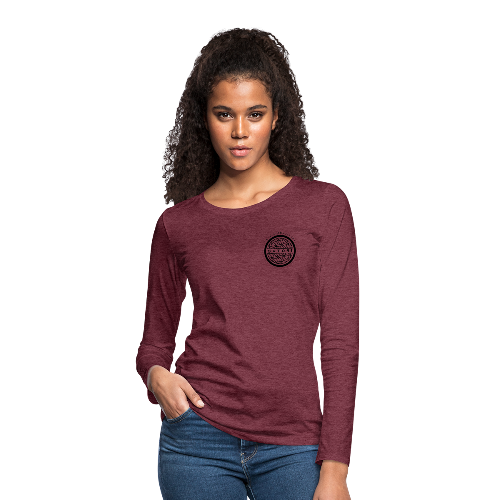 Women's Premium Long Sleeve T-Shirt Logo, Positive Sleeves - heather burgundy