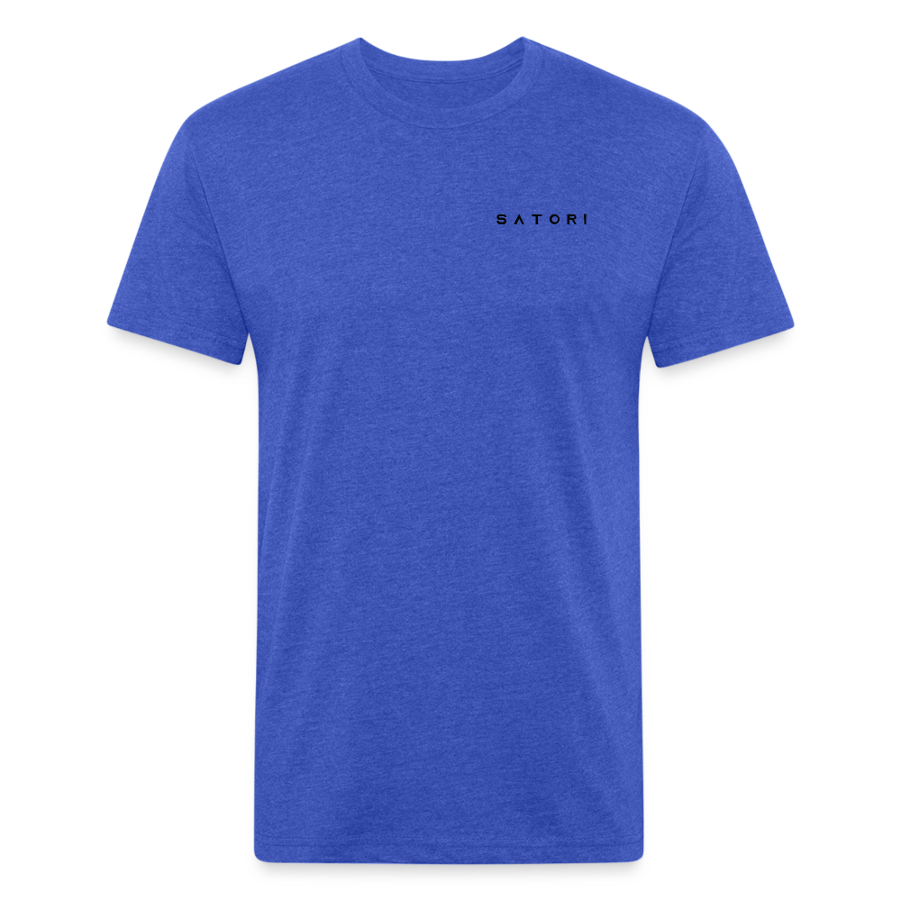 Fitted Cotton/Poly T-Shirt by Next Level Satori Front & Back - heather royal