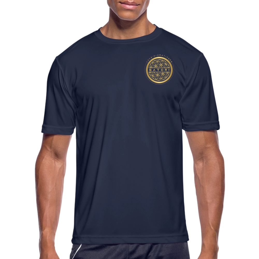 Men’s Moisture Wicking Performance T-Shirt Logo on Back - navy