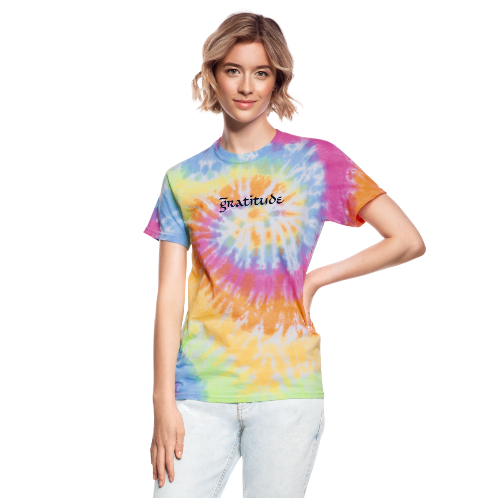 Unisex Tie Dye T-Shirt Gratitude - rainbow