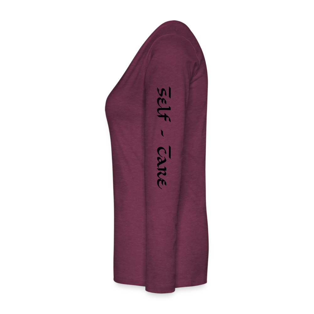 Women's Premium Long Sleeve T-Shirt Logo, Positive Sleeves - heather burgundy