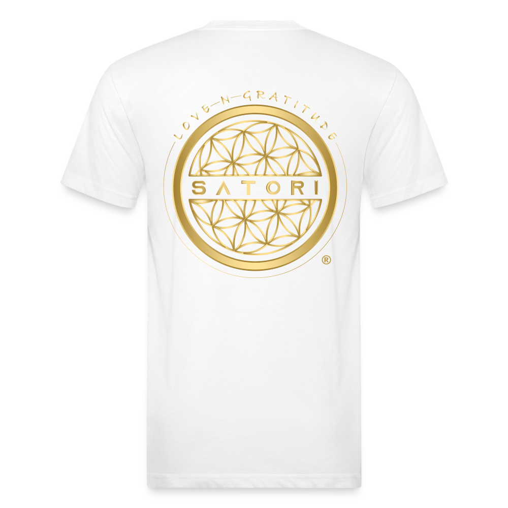 Fitted Cotton/Poly T-Shirt by Next Level Gold Logo - white