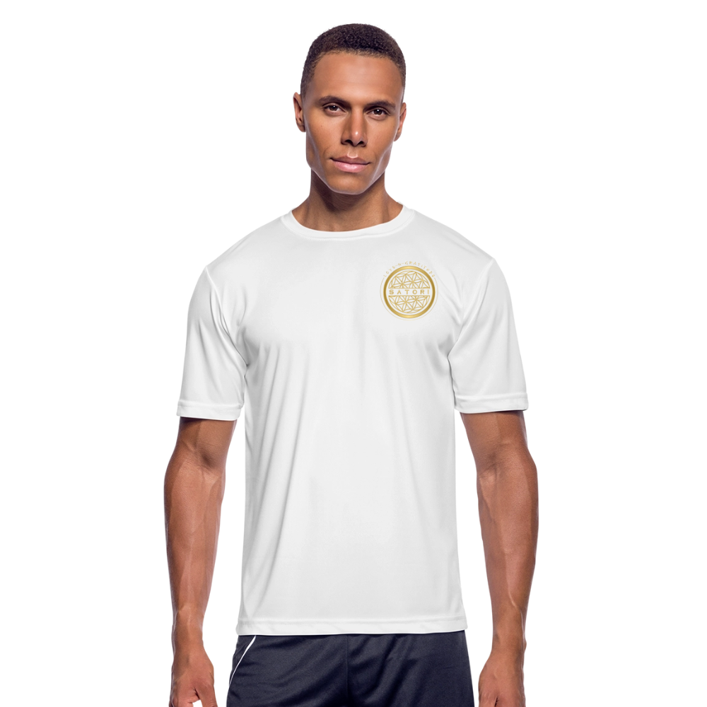 Men’s Moisture Wicking Performance T-Shirt Logo on Back - white
