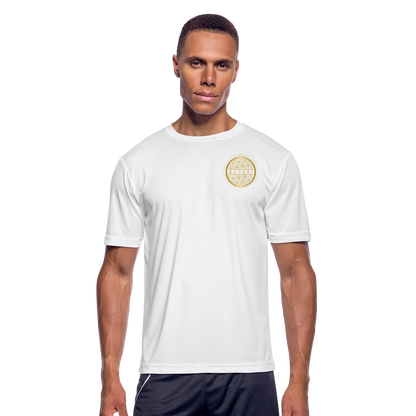 Men’s Moisture Wicking Performance T-Shirt Logo on Back - white