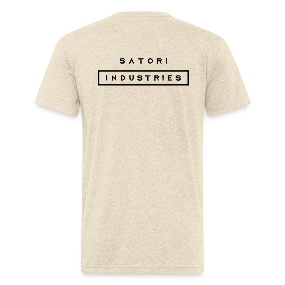 Fitted Cotton/Poly T-Shirt by Next Level Satori Front & Back - heather cream