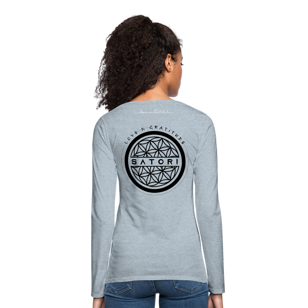 Women's Premium Long Sleeve T-Shirt Logo, Positive Sleeves - heather ice blue