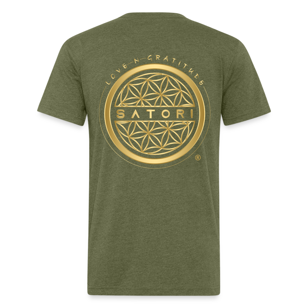 Fitted Cotton/Poly T-Shirt by Next Level Gold Logo - heather military green