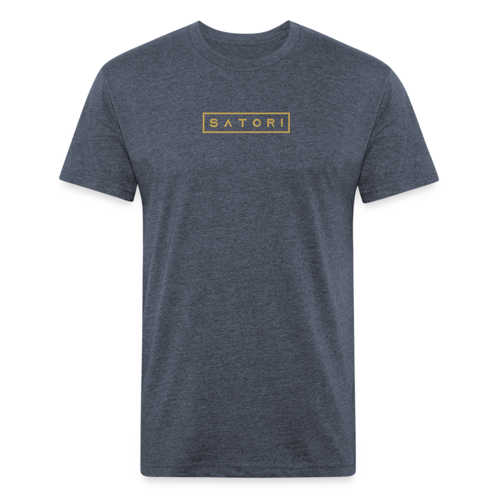 Fitted Cotton/Poly T-Shirt by Next Level Gold Logo - heather navy