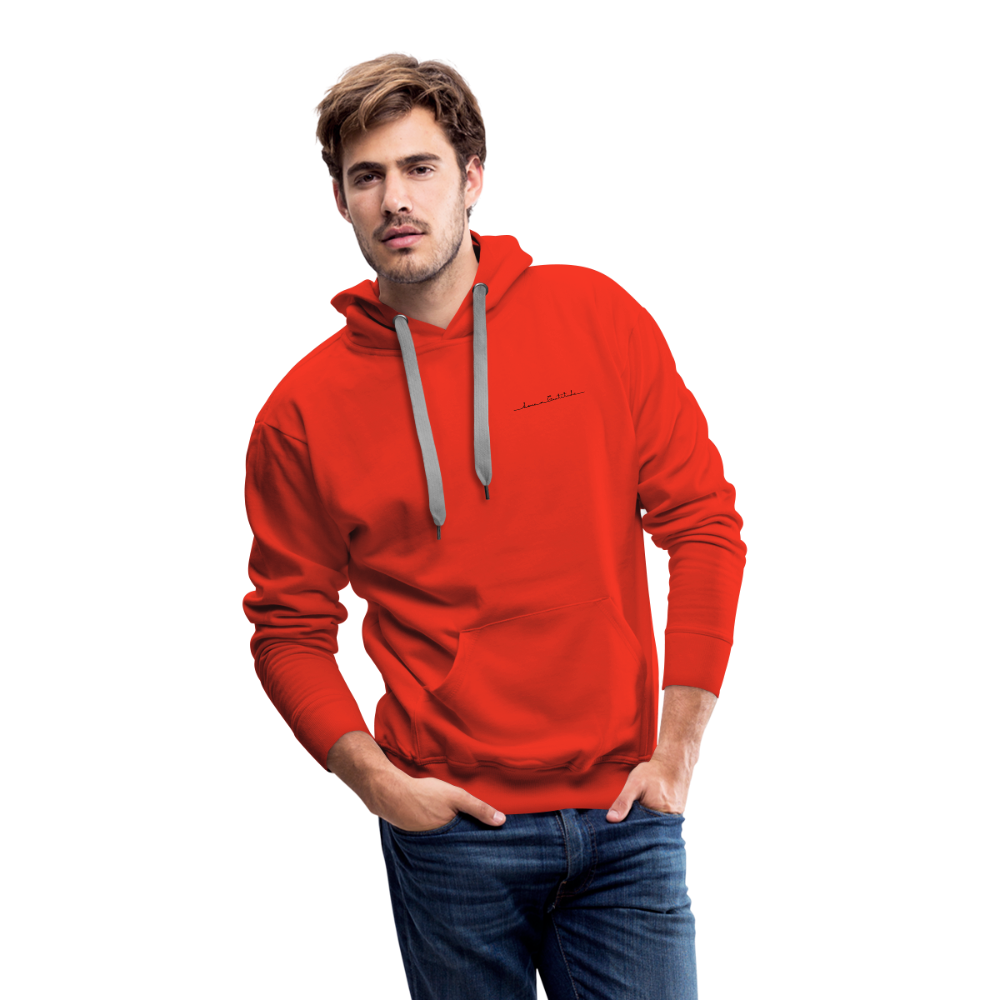 Men’s Premium Hoodie Small Tattoo font on front Tattoo logo on Back - red
