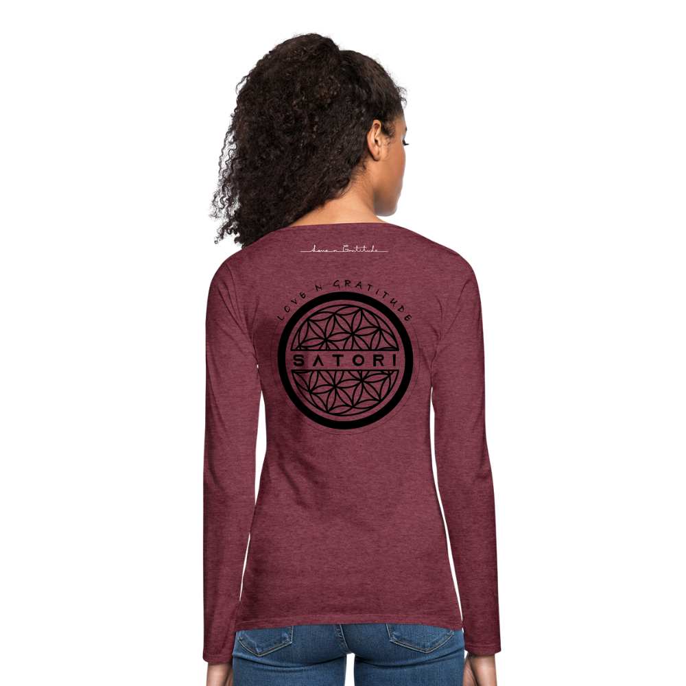 Women's Premium Long Sleeve T-Shirt Logo, Positive Sleeves - heather burgundy