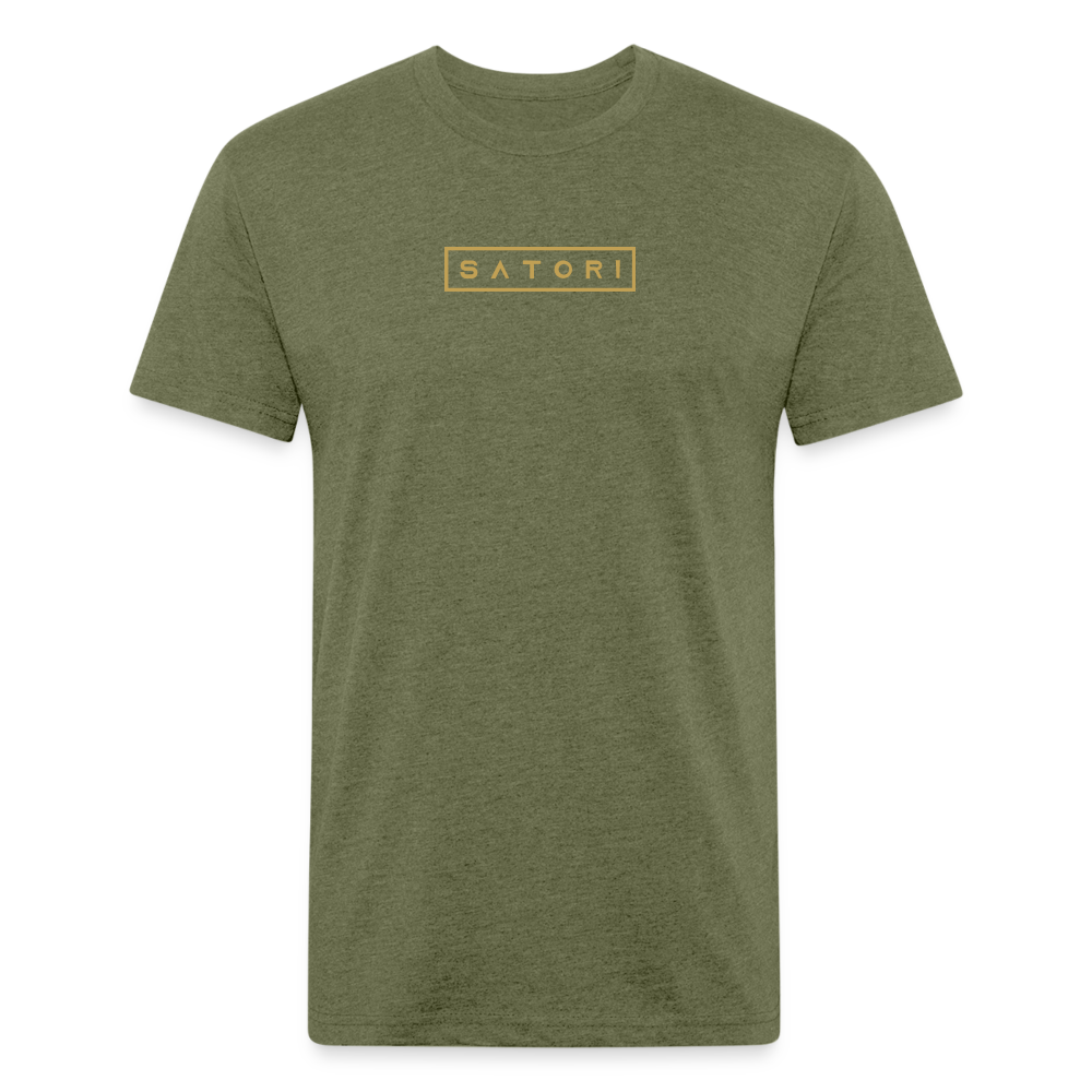 Fitted Cotton/Poly T-Shirt by Next Level Gold Logo - heather military green