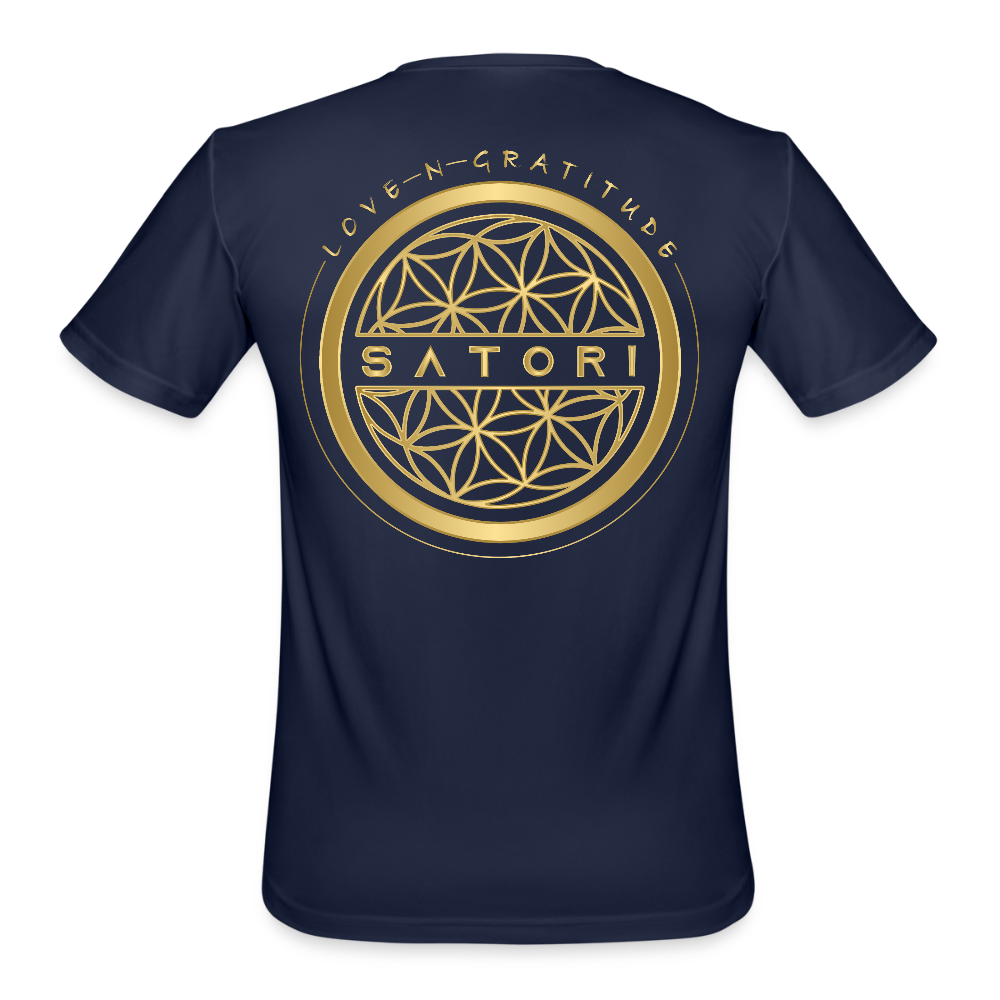 Men’s Moisture Wicking Performance T-Shirt Logo on Back - navy