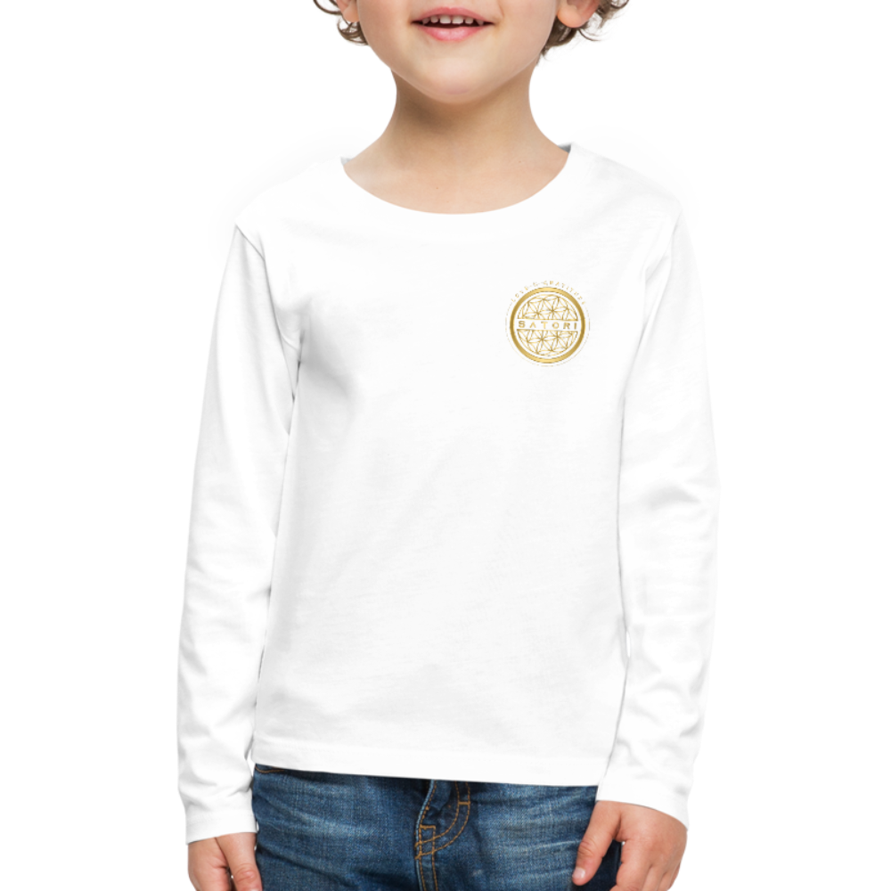 Kids' Premium Long Sleeve T-Shirt Logo Front & Back - white