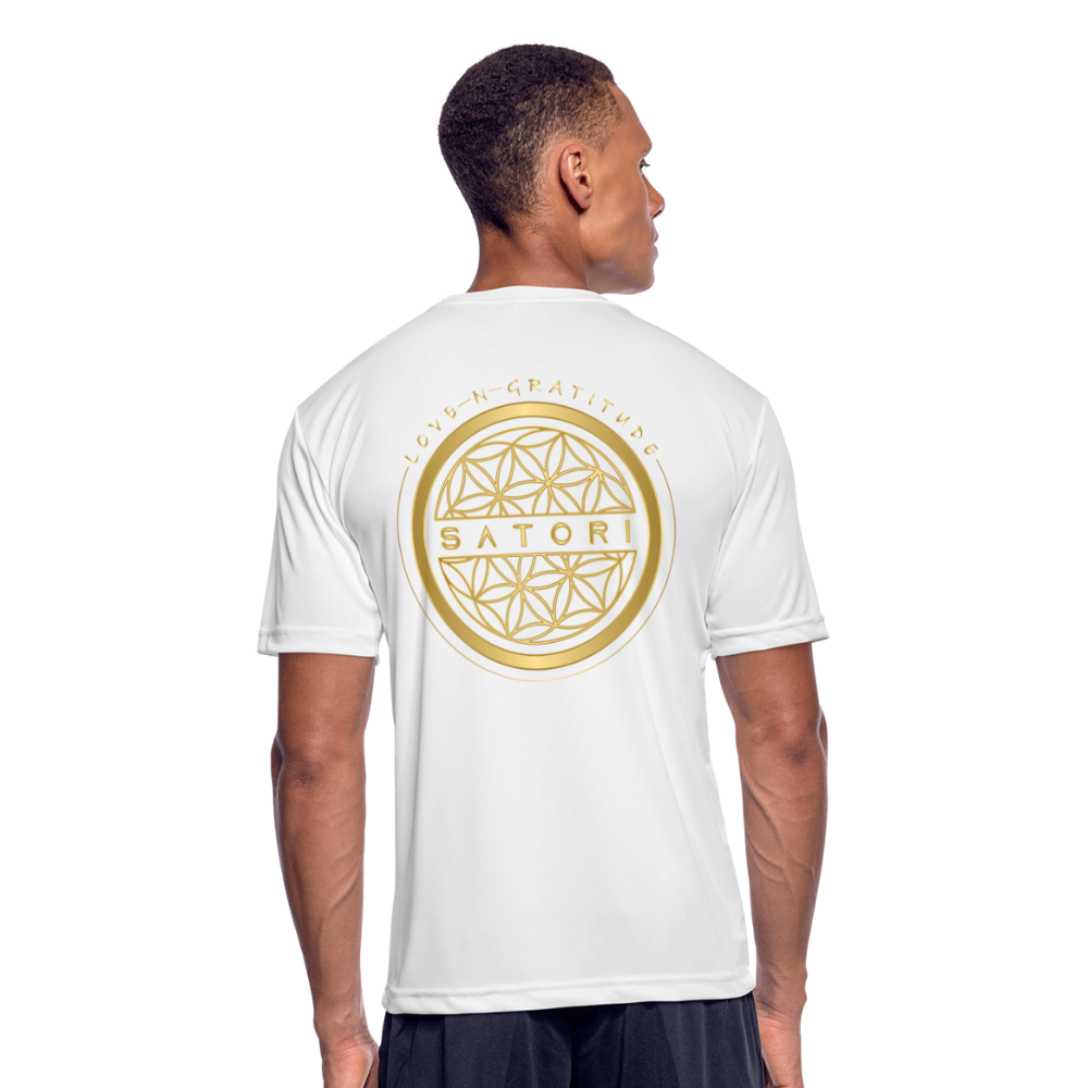 Men’s Moisture Wicking Performance T-Shirt Logo on Back - white