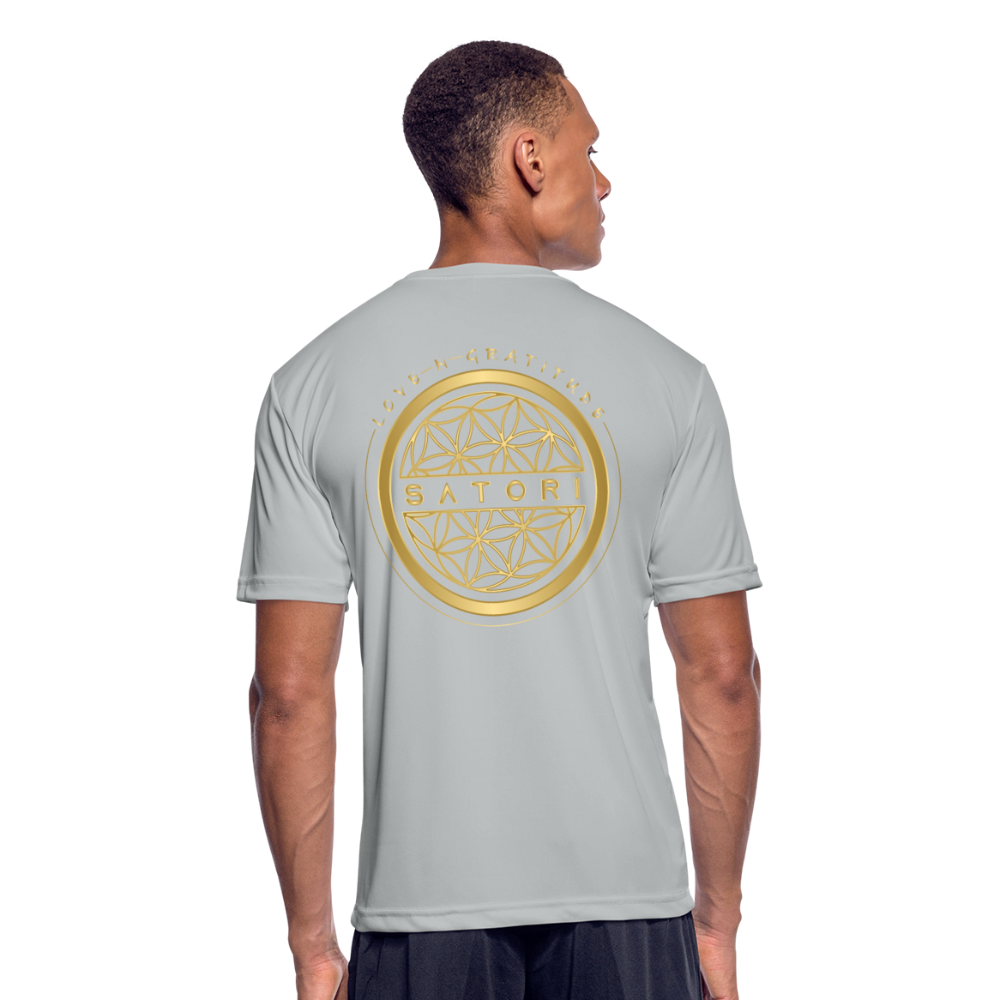 Men’s Moisture Wicking Performance T-Shirt Logo on Back - silver