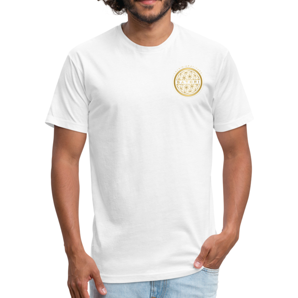 Fitted Cotton/Poly T-Shirt by Next Level Logo Front & Back - white