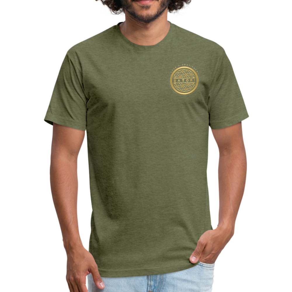 Fitted Cotton/Poly T-Shirt by Next Level Logo Front & Back - heather military green
