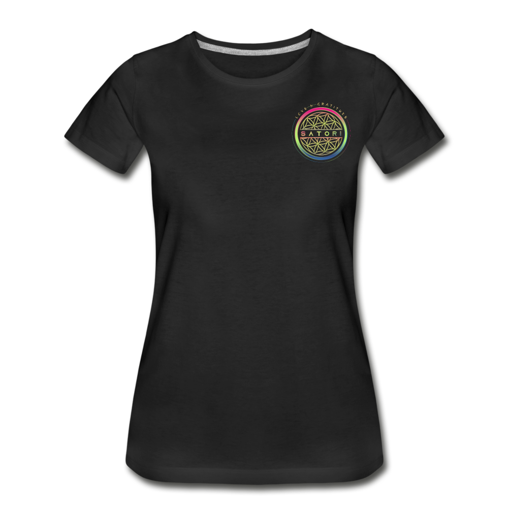 Women’s Premium Organic T-Shirt logo Front & Back Custom Print Sleeve - black